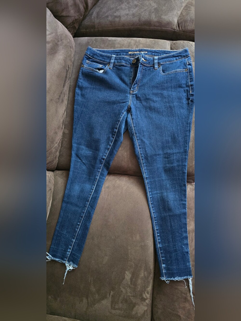 Michael Kors size 10 Deep Blue Skinny Jeans with Raw Hem